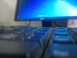 Computer Keyboard and Monitor close up