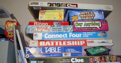Games on the storage shelf